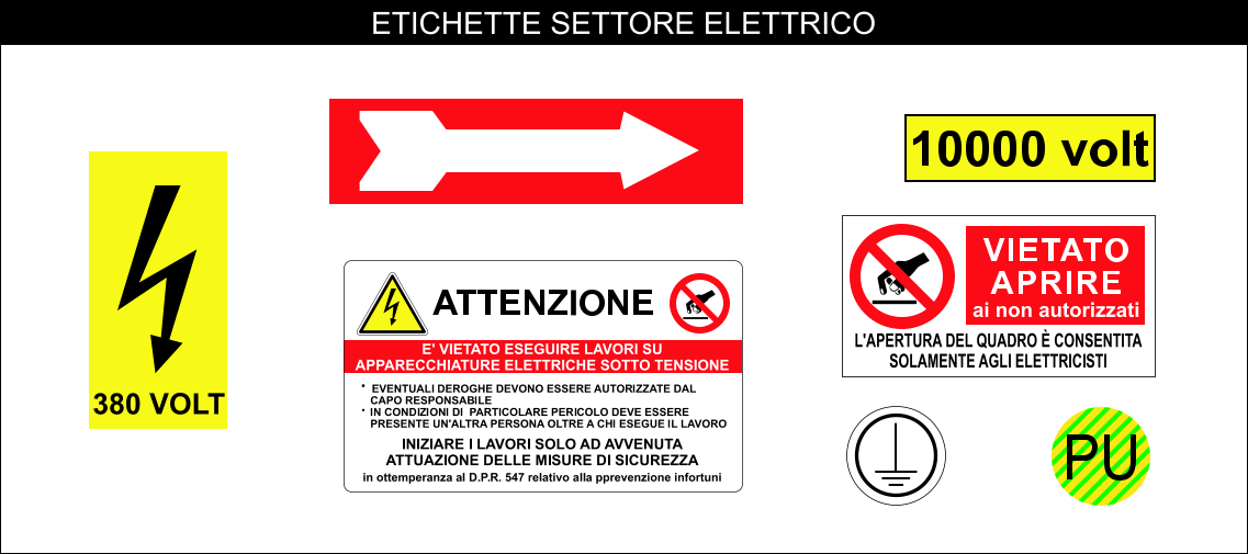 ETICHETTE ADESIVE SETTORE ELETTRICO